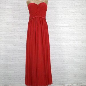 MEIER COLLECTION Dress Prom StraplessPleated Chiffon Gown Red Plus Size 18